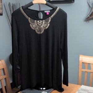 Vince Camuto Black Top with Gold Detailing